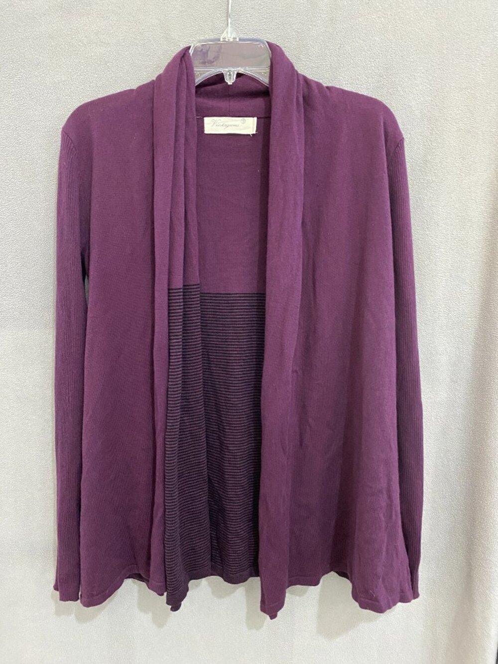 Vintageous Plum Purple Cashmere Blend Open Front Cardigan Sweater Size Small